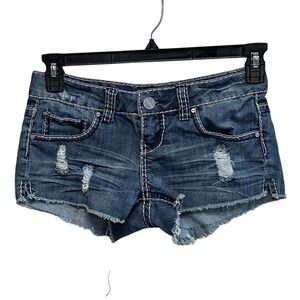 RSQ Cabo Cut Off Denim Shorts Cut Off Distressed Beach Festival Tillys Y2K Sz 3